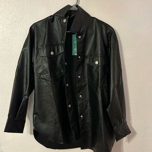 Shein oversized leather jacket